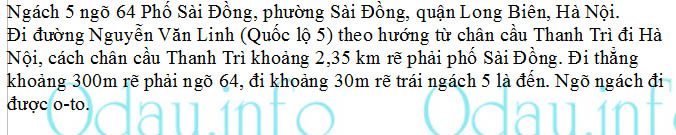 odau.info: Địa chỉ tổ hợp nhà chung cư ngõ 64 Sài Đồng - P. Sài Đồng