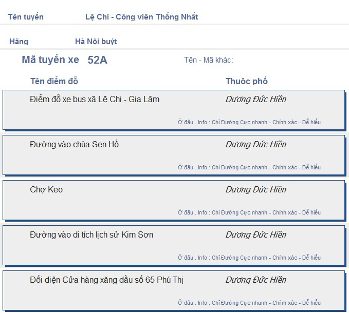 odau.info: lộ trình và tuyến phố đi qua của tuyến bus số 52A ở Hà Nội no07