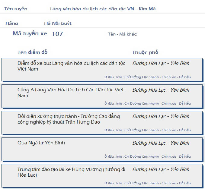 odau.info: lộ trình và tuyến phố đi qua của tuyến bus số 107 ở Hà Nội no10